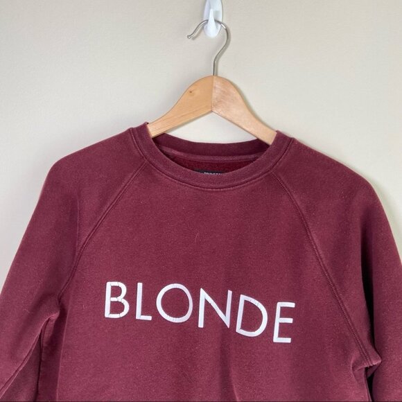 Brunette the Label BLONDE Classic Crewneck Sweatshirt Burgundy Small Medium - Picture 4 of 7